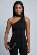 Ruched One Shoulder Scarf Top