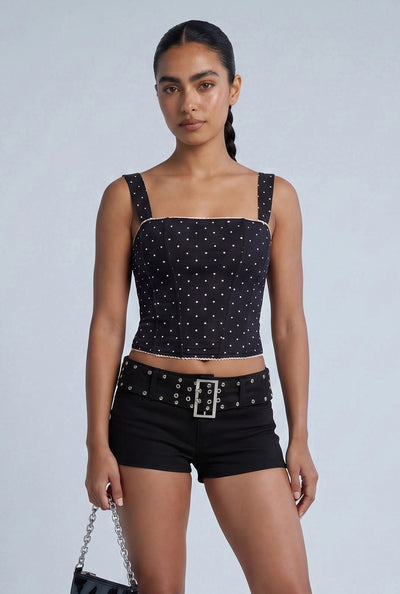 Polka Dot Crop Corset Top