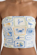 Tropic Print Crop Tube Top