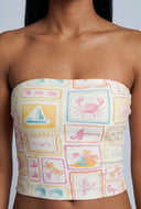 Tropic Print Crop Tube Top