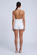 Plunge Studded Knit Halter Top