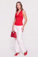 Plunge Studded Knit Halter Top