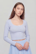 Bow Lace Trim Long Sleeve Baby Tee