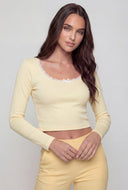 Bow Lace Trim Long Sleeve Baby Tee