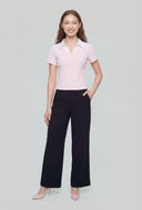 Shirt Collar Ribbed Blouse
