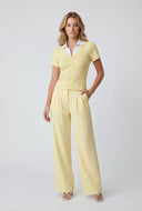Shirt Collar Ribbed Blouse