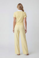 Shirt Collar Ribbed Blouse
