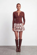 Rib Knit Slit Button-Front Cardigan Top