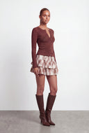 Rib Knit Slit Button-Front Cardigan Top