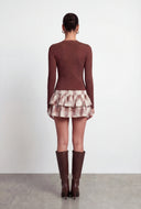 Rib Knit Slit Button-Front Cardigan Top