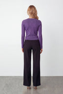 Rib Knit Slit Button-Front Cardigan Top