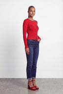 Rib Knit Slit Button-Front Cardigan Top