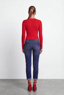 Rib Knit Slit Button-Front Cardigan Top