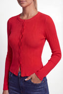 Rib Knit Slit Button-Front Cardigan Top