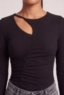 Asymmetrical Ruched Long Sleeve Top
