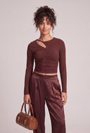Asymmetrical Ruched Long Sleeve Top