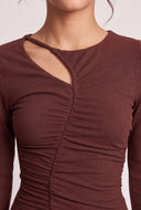 Asymmetrical Ruched Long Sleeve Top