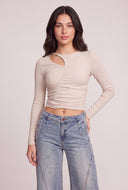 Asymmetrical Ruched Long Sleeve Top