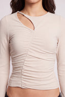 Asymmetrical Ruched Long Sleeve Top