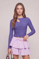 Asymmetrical Ruched Long Sleeve Top