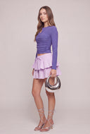 Asymmetrical Ruched Long Sleeve Top