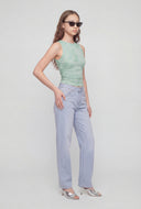 Floral Mesh Sleeveless Crop Top