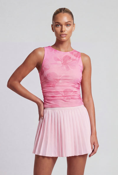Floral Mesh Sleeveless Crop Top