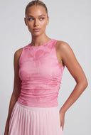 Floral Mesh Sleeveless Crop Top
