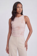 Floral Mesh Sleeveless Crop Top