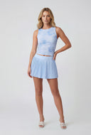 Floral Mesh Sleeveless Crop Top