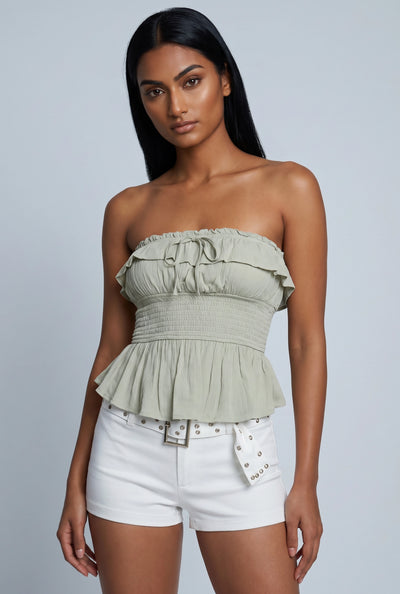 Strapless Peplum Top