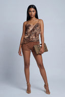 Leopard Asymmetrical Ruffle Cami