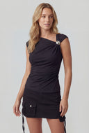 Asymmetrical Ruched Sleeveless Blouse