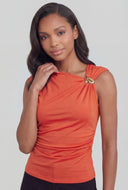 Asymmetrical Ruched Sleeveless Blouse