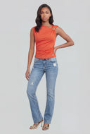 Asymmetrical Ruched Sleeveless Blouse