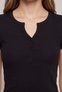 Short Sleeve Notch Neck Top