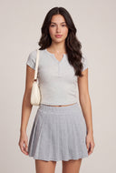 Short Sleeve Notch Neck Top