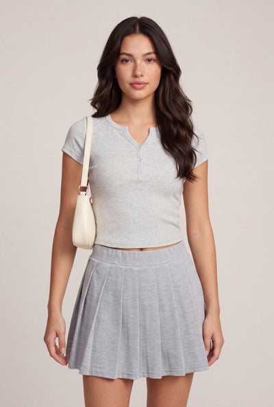 Short Sleeve Notch Neck Top