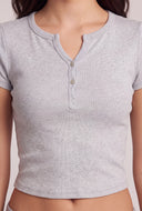 Short Sleeve Notch Neck Top