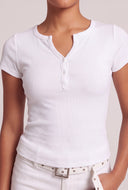 Short Sleeve Notch Neck Top
