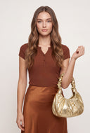 Short Sleeve Notch Neck Top