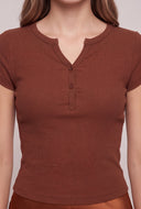 Short Sleeve Notch Neck Top