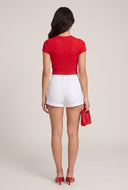 Short Sleeve Notch Neck Top