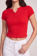 Short Sleeve Notch Neck Top