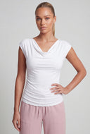 Gabrielle Cowl Neck Ruched Blouse