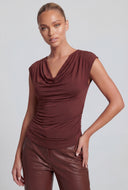 Gabrielle Cowl Neck Ruched Blouse
