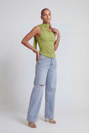Asymmetrical Crepe One-Shoulder Scarf Top