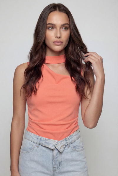 Asymmetrical Crepe One-Shoulder Scarf Top