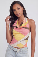 Printed Tie-Neck Halter Top
