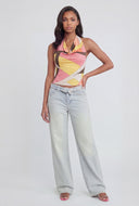 Printed Tie-Neck Halter Top